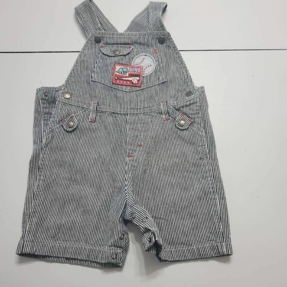 Baby Headquarters Unisex Overalls Blue White Striped Pockets Buttons Cotton 24 M